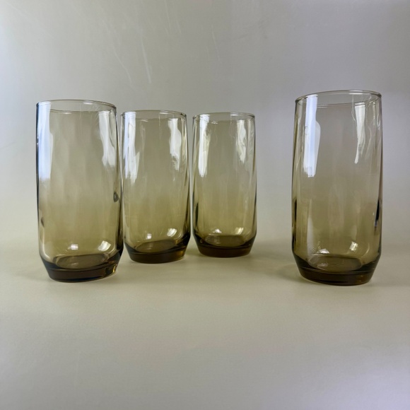 Vintage Libbey Smoked Glass Tumblers – Set of 4 | Mid-Century Modern Barware - Picture 1 of 15